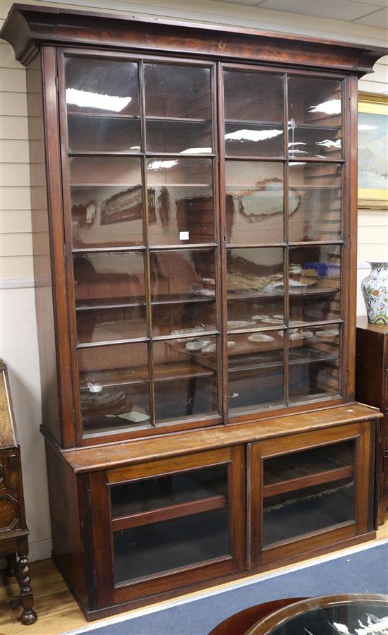 A mahogany glazed bookcase, W.170cm